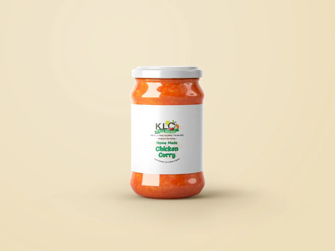 Custom product label shown on a packaged food jar