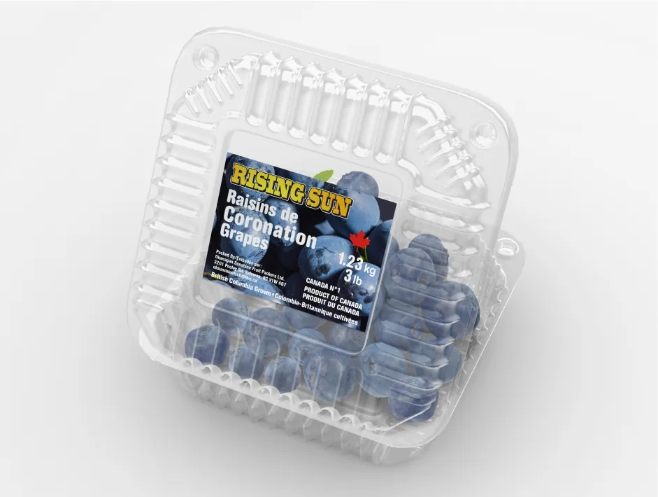 Product label on a clear produce package